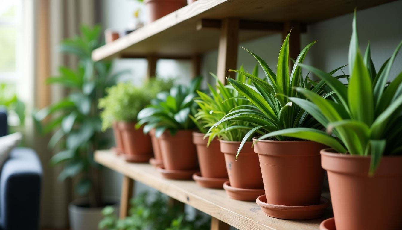 A variety of plant pots on a shelf symbolize diversity in investment.