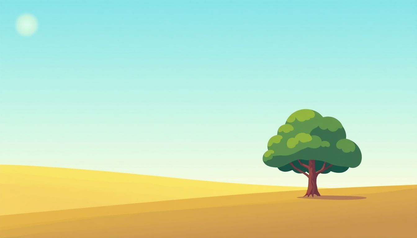 A peaceful landscape with a single tree representing the simplicity of index funds.