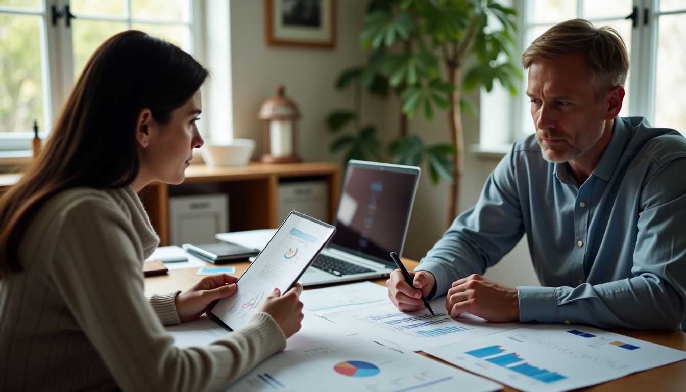 A couple consults their financial advisor for wealth management strategies.