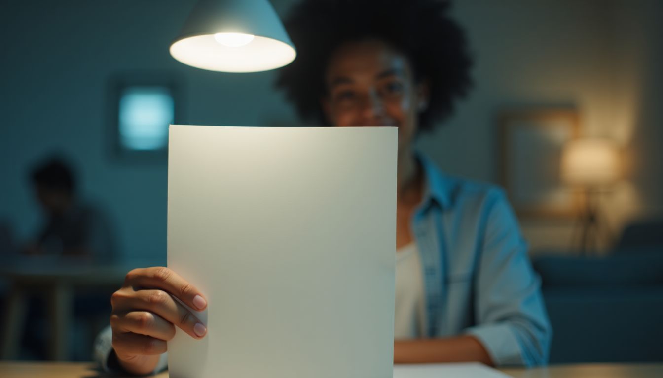 A close-up photo of a note behind a transparent barrier in an office.